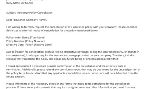Free Printable Insurance Cancellation Letter Templates [PDF, Word]
