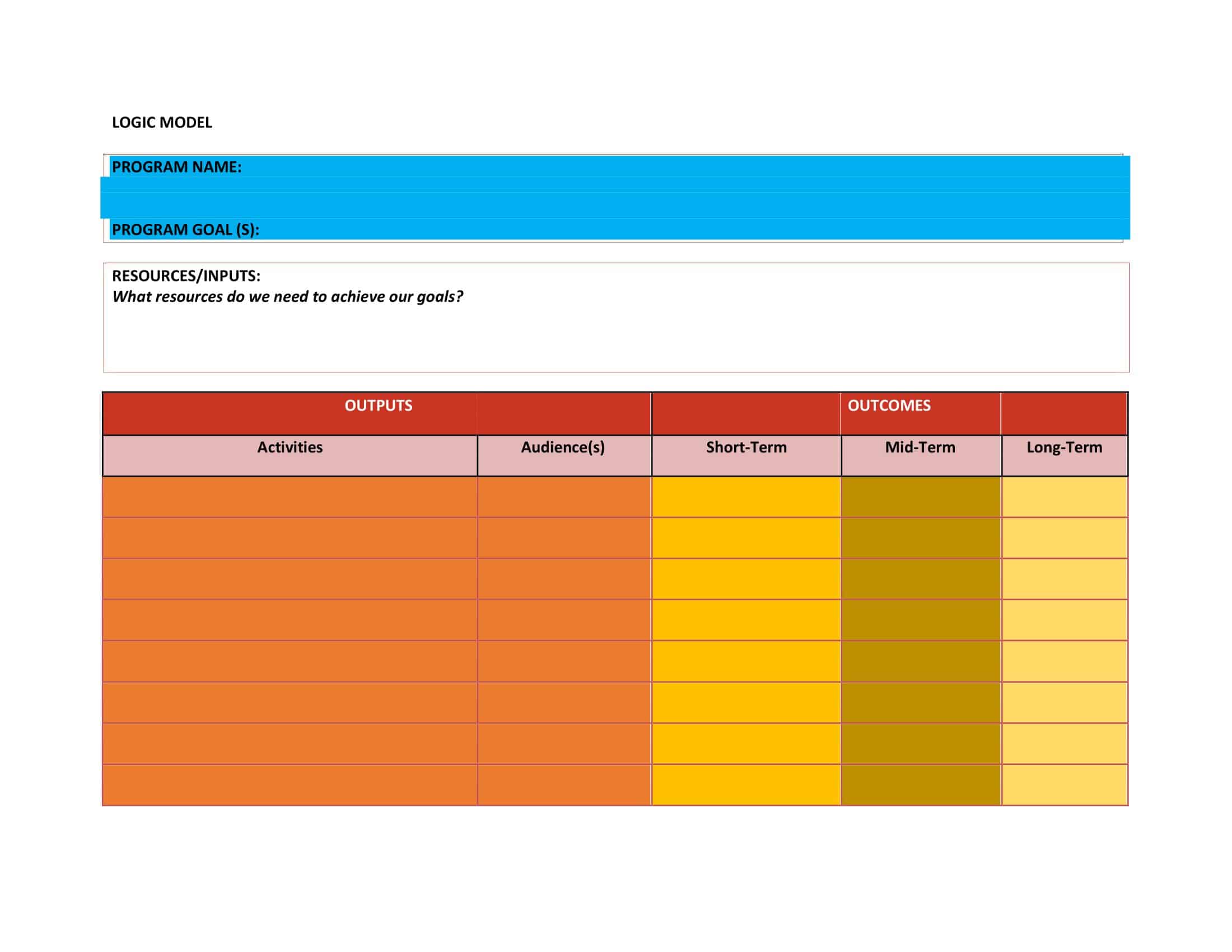 Interactive logic model template Interactive logic model template