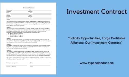 Free Printable Investment Contract Templates [PDF, Word] Simple Cash