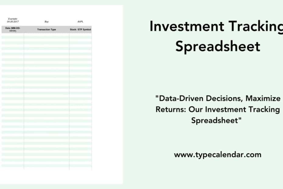 Investment Tracking Spreadsheet