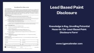 Free Printable Lead Based Paint Disclosure [PDF] Tenants Form For Renters