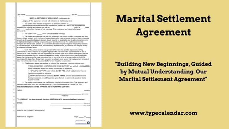 Free Printable Marital Settlement Agreement Templates [Word, PDF]
