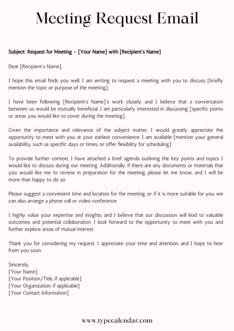 Free Printable Meeting Request Email Sample [PDF] Manager, Client ...