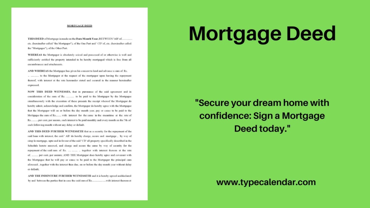 Free Printable Mortgage Deed Templates [PDF, Word] Simple