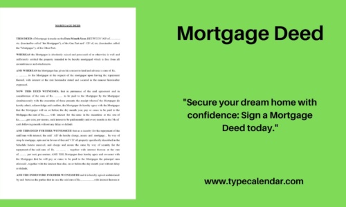 Free Printable Mortgage Deed Templates [PDF, Word] Simple