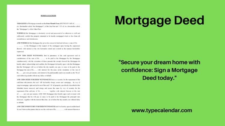 Free Printable Mortgage Deed Templates [PDF, Word] Simple