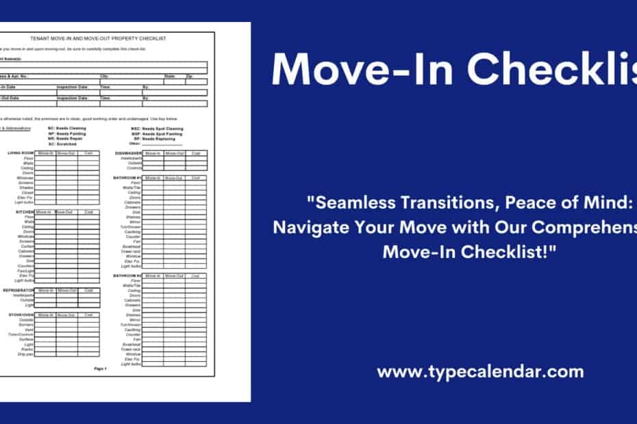 Move In Checklist