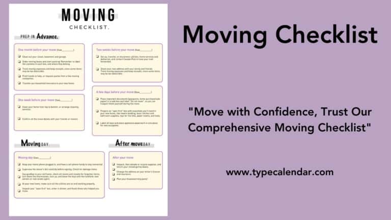 Free Printable Moving Checklist Templates [Word, PDF, Excel]