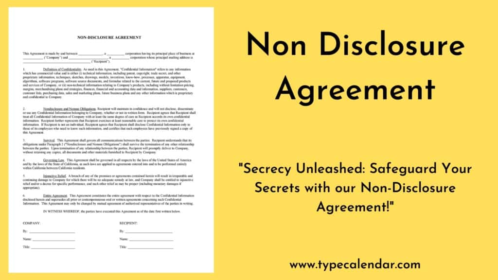 Non Disclosure Agreement