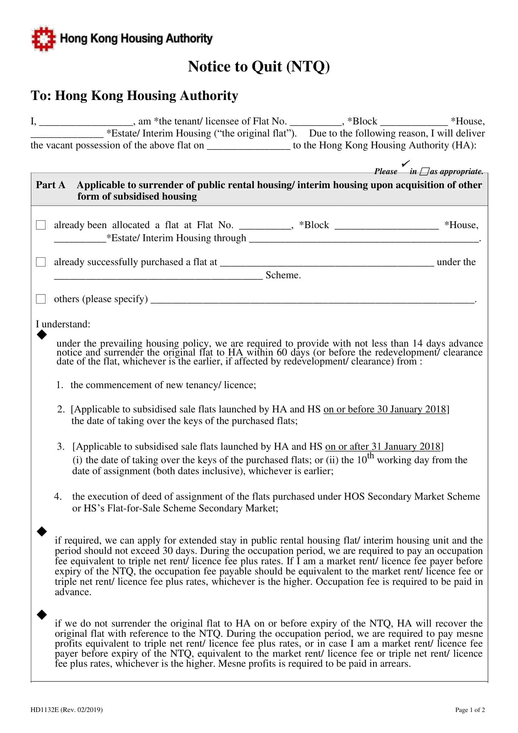 Notice To Quit for landlords Notice To Quit for landlords