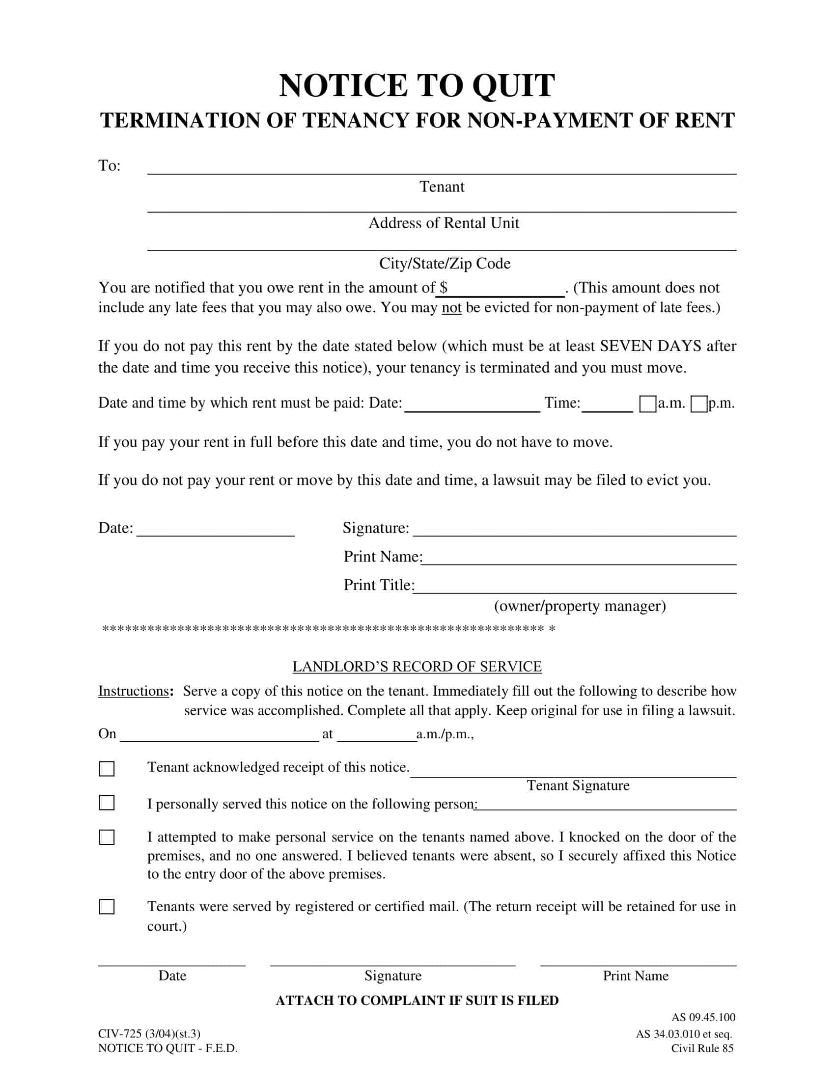 Free Printable Notice To Quit Form Prntbl concejomunicipaldechinu gov co