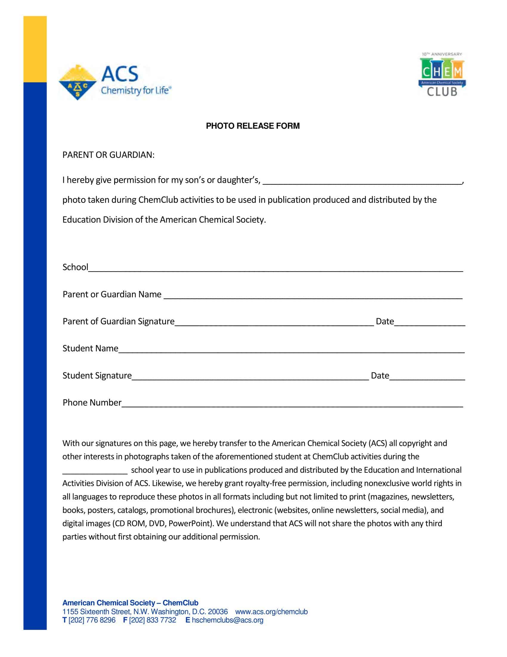 Official Photo Release Form Official Photo Release Form