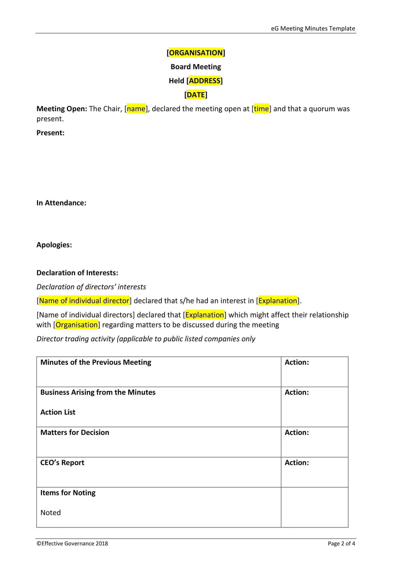 Online Editable Meeting Minutes Template Online Editable Meeting Minutes Template