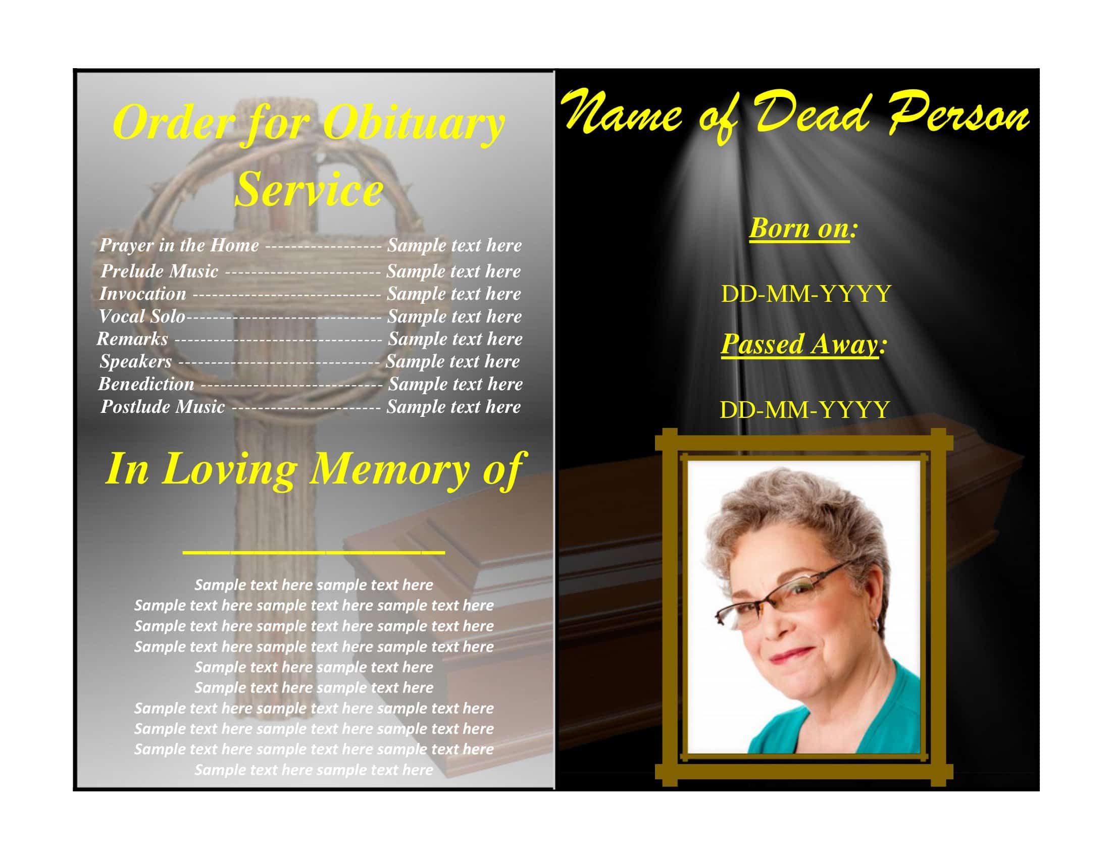 Online Editable Memorial Card Template Online Editable Memorial Card Template