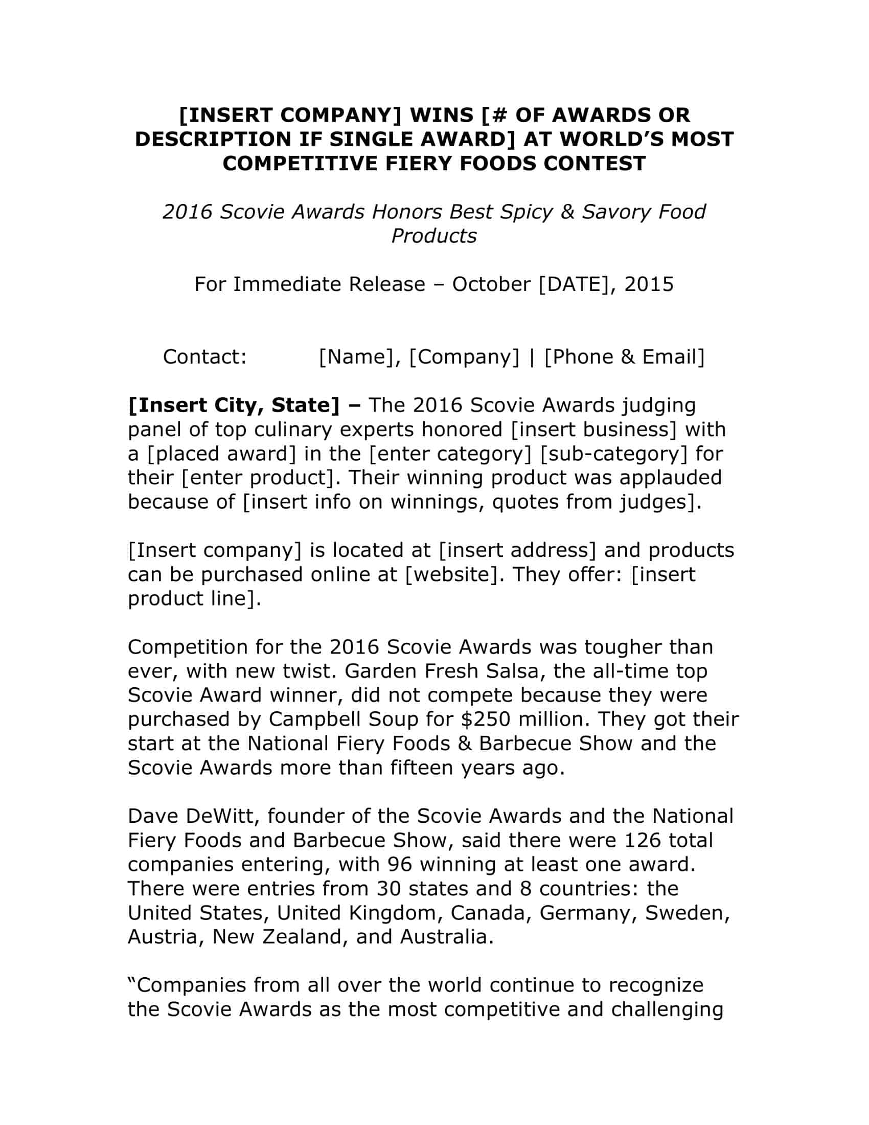 PDF sample press release format PDF sample press release format