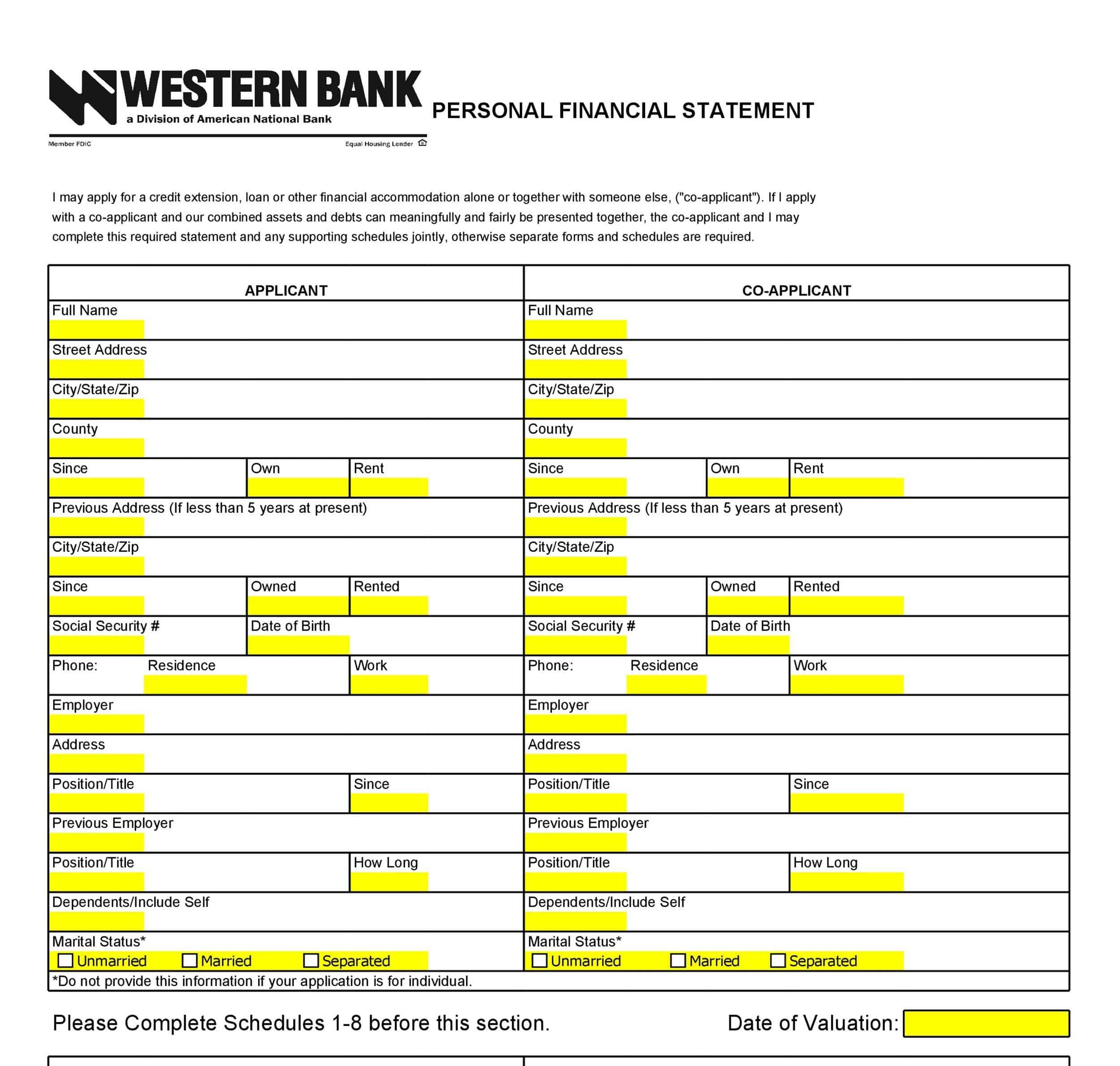 Personal Financial Statement Template Personal Financial Statement Template