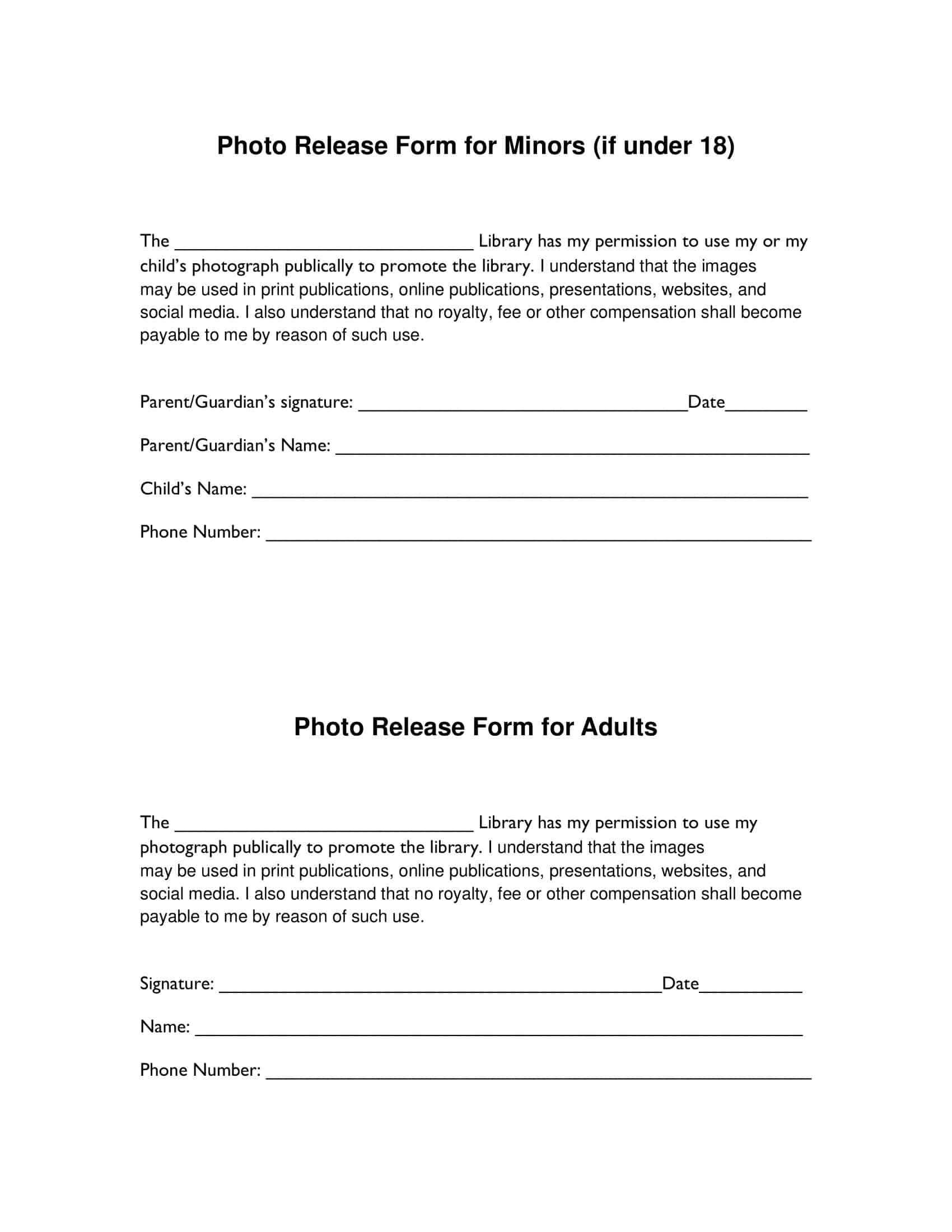 Photo Release Form format Photo Release Form format