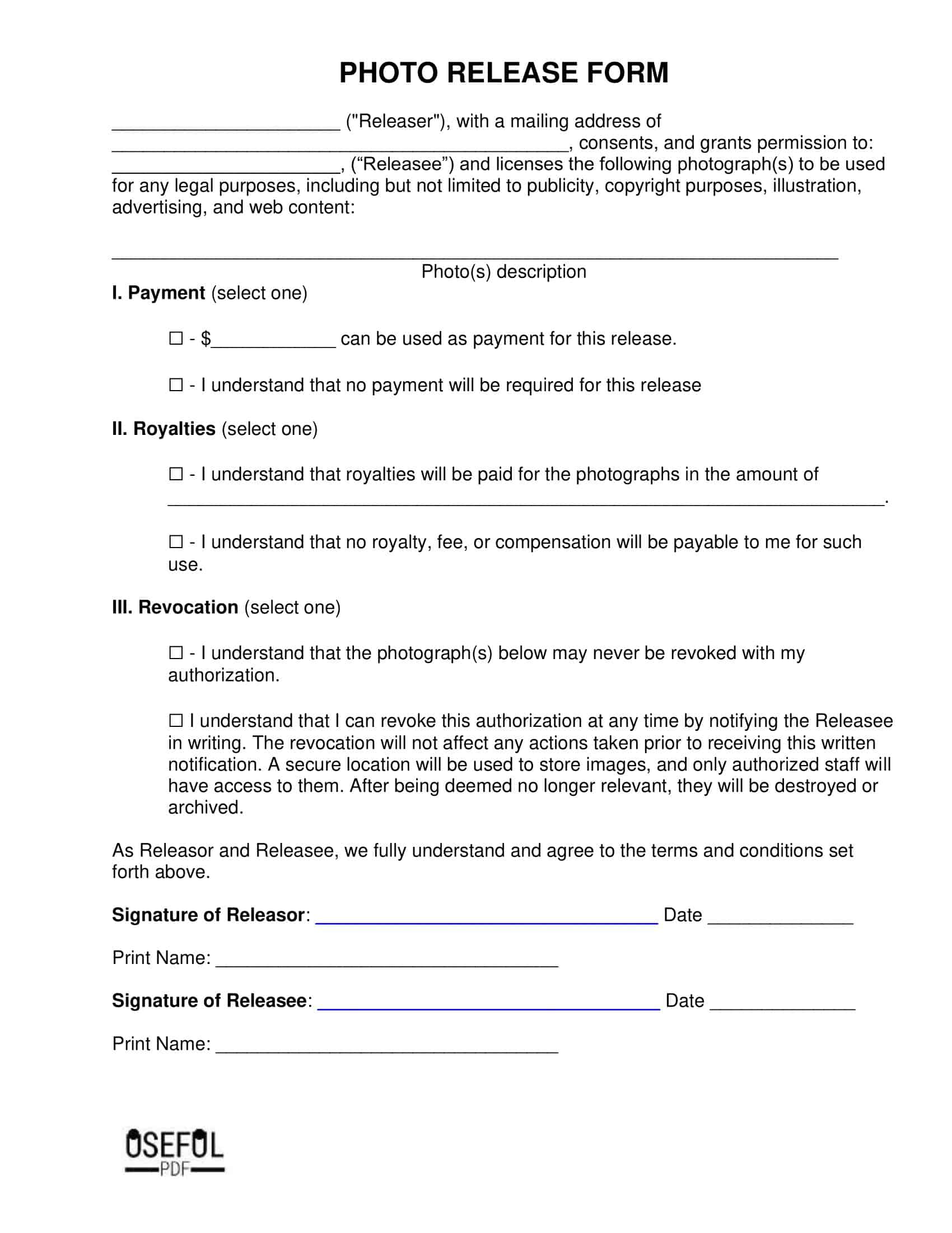 Photo Release Form template Photo Release Form template