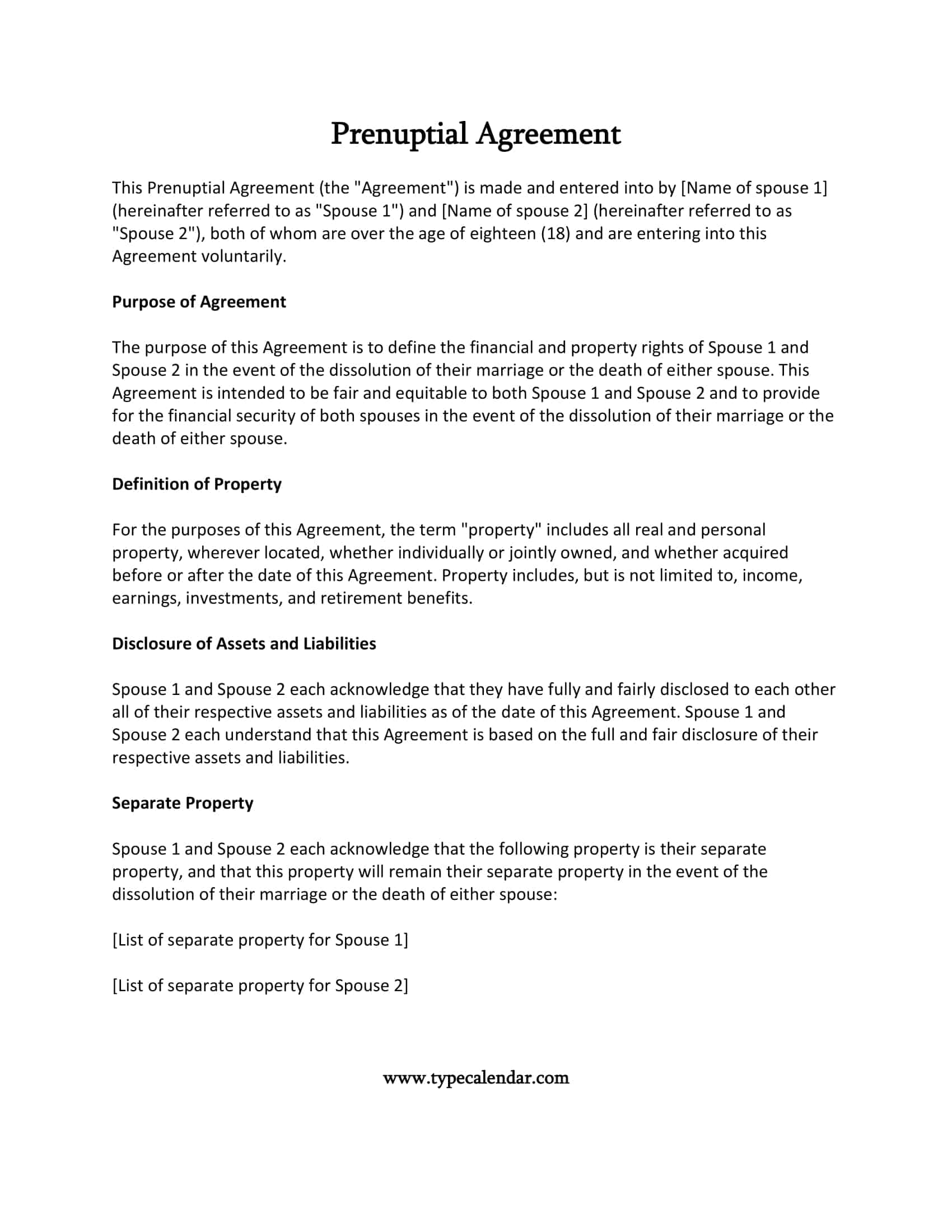 Free Printable Prenuptial Agreement Templates PDF Word Simple Free Printable Prenuptial Agreement Templates PDF Word Simple