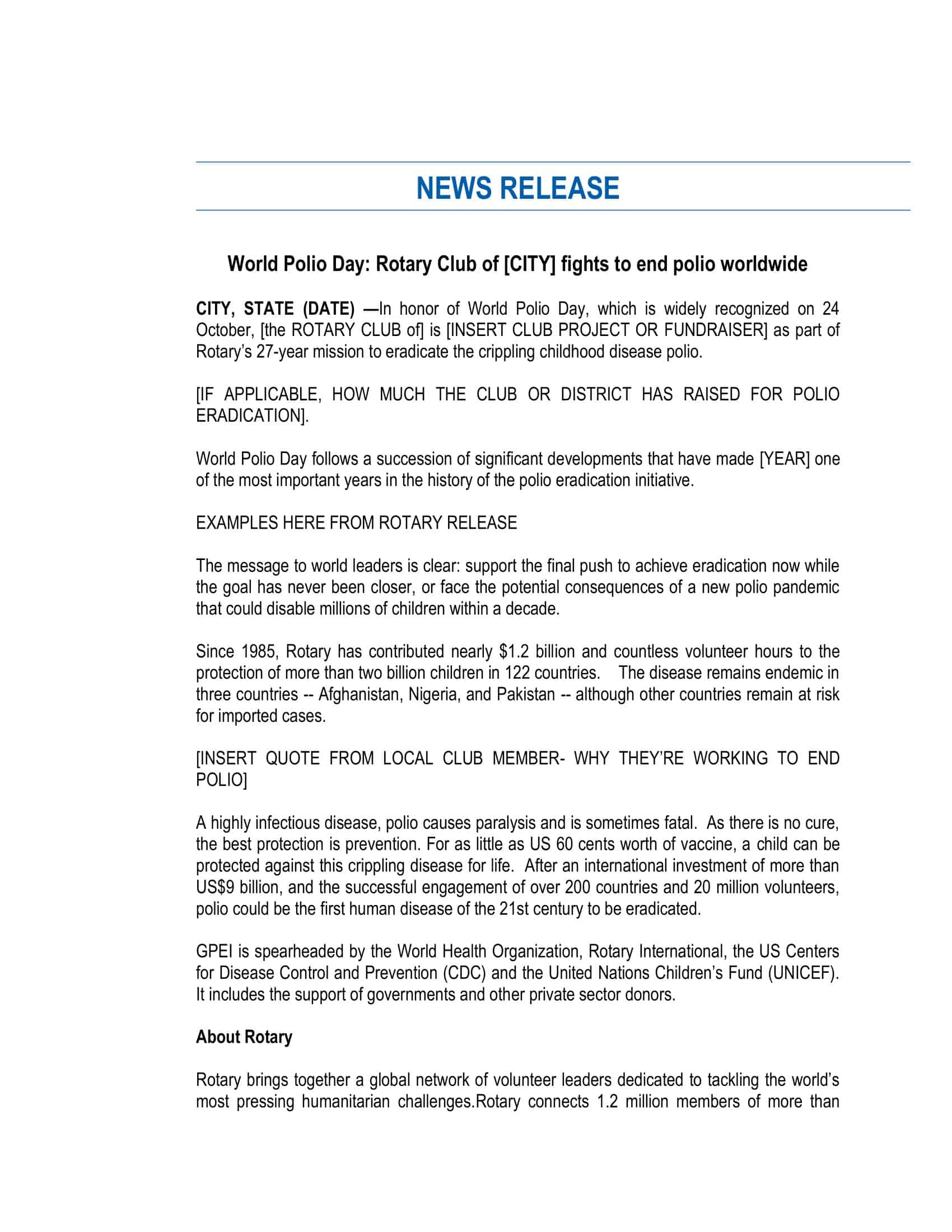Press release format template download Press release format template download