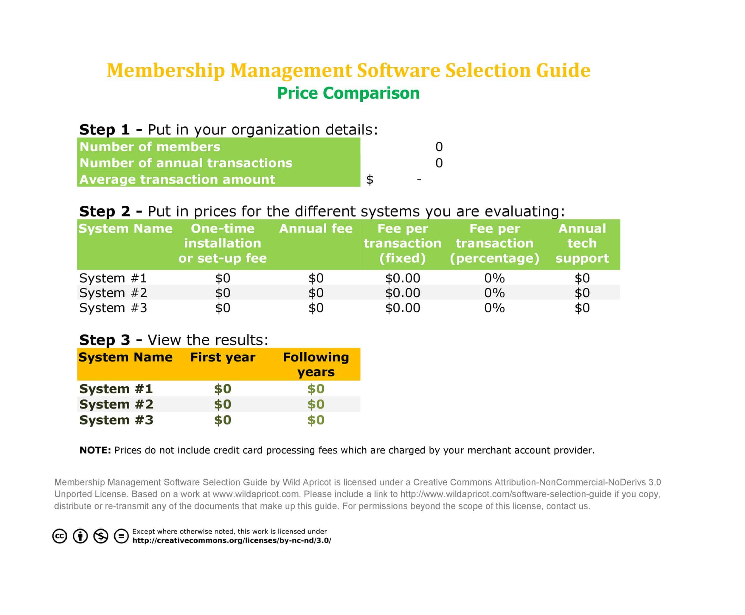 Price Comparison in Word Format Price Comparison in Word Format