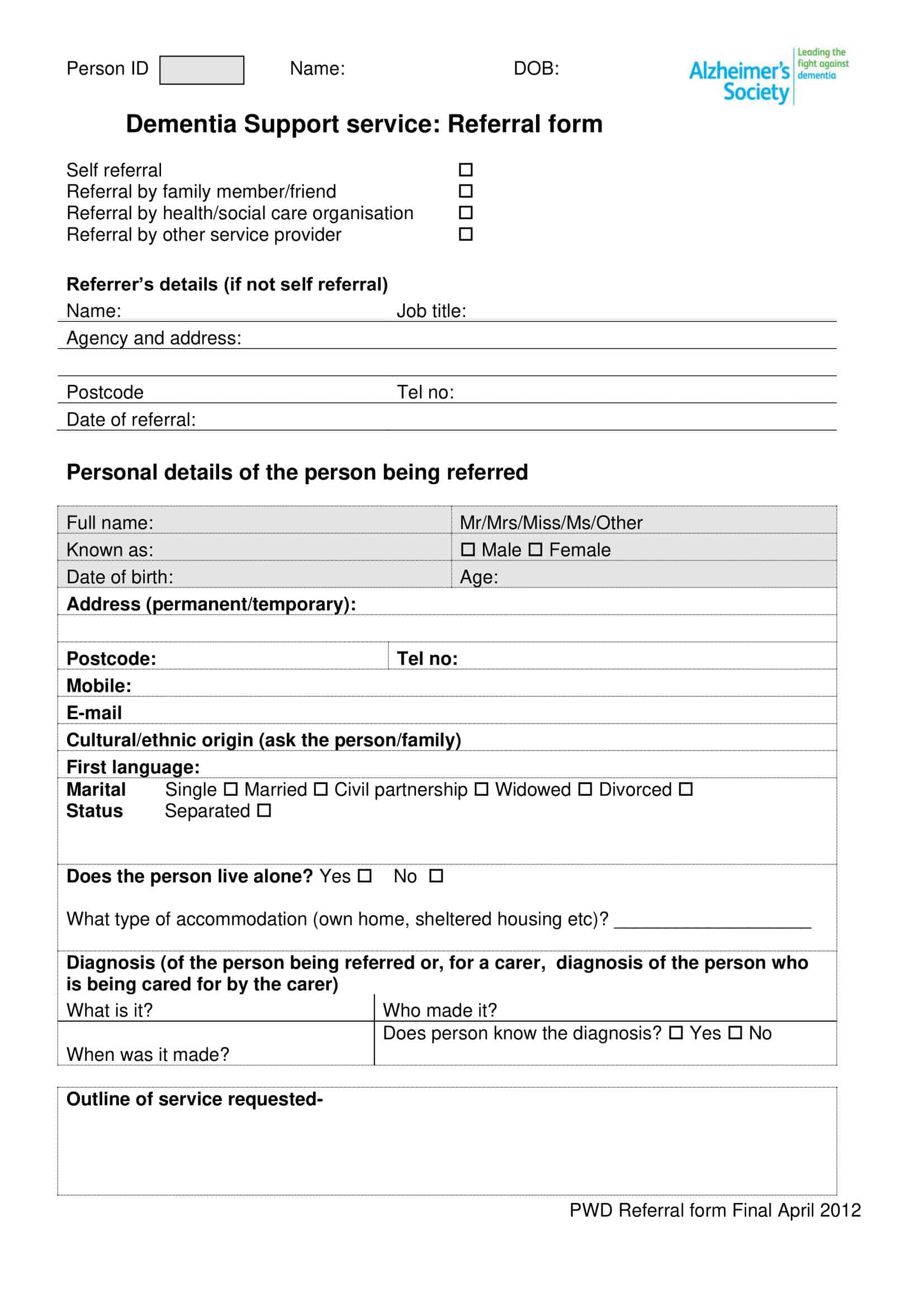 Print-Optimized Referral Form Example Print-Optimized Referral Form Example