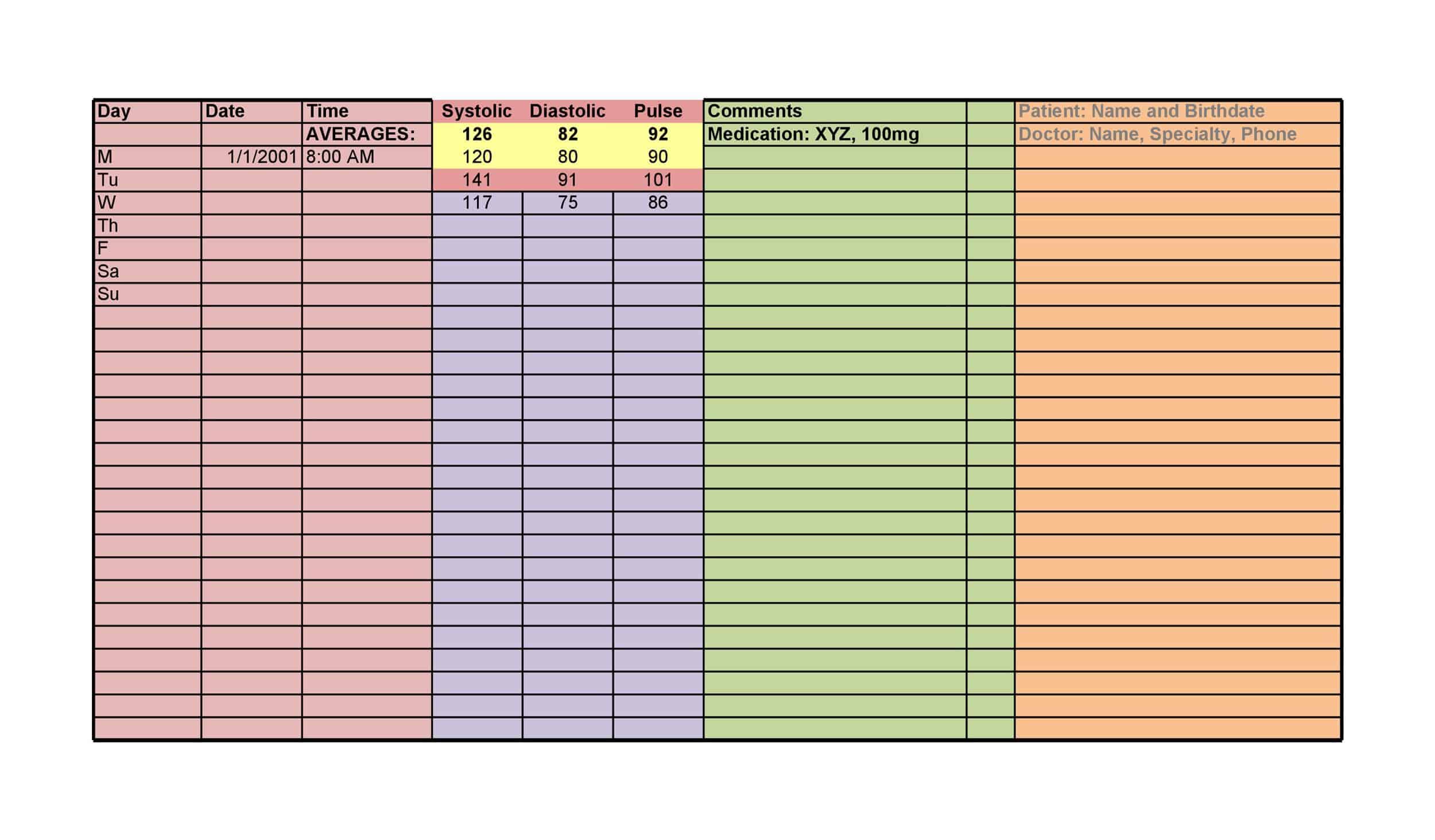Printable Blood Pressure Tracker Printable Blood Pressure Tracker