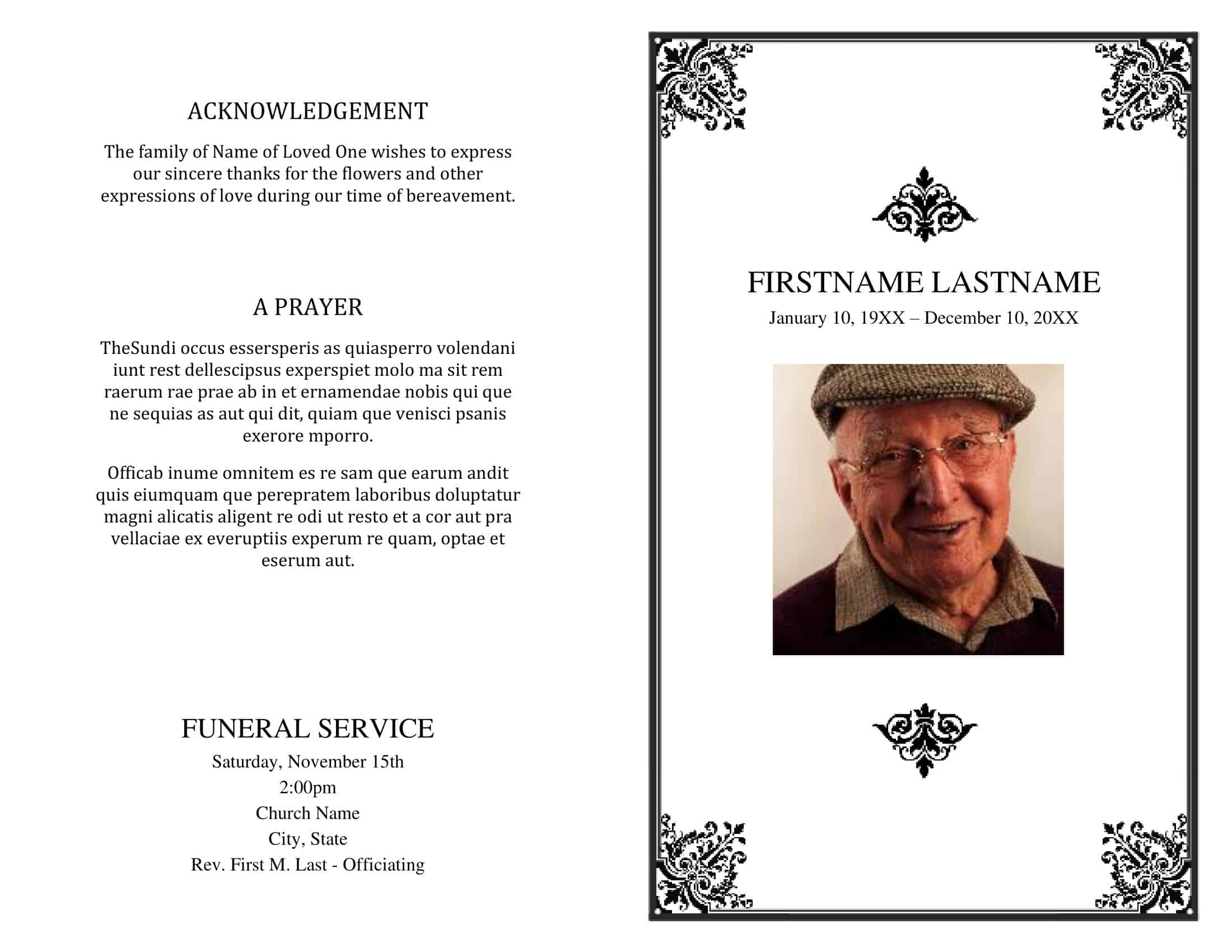 Printable Free Memorial Card Template Printable Free Memorial Card Template