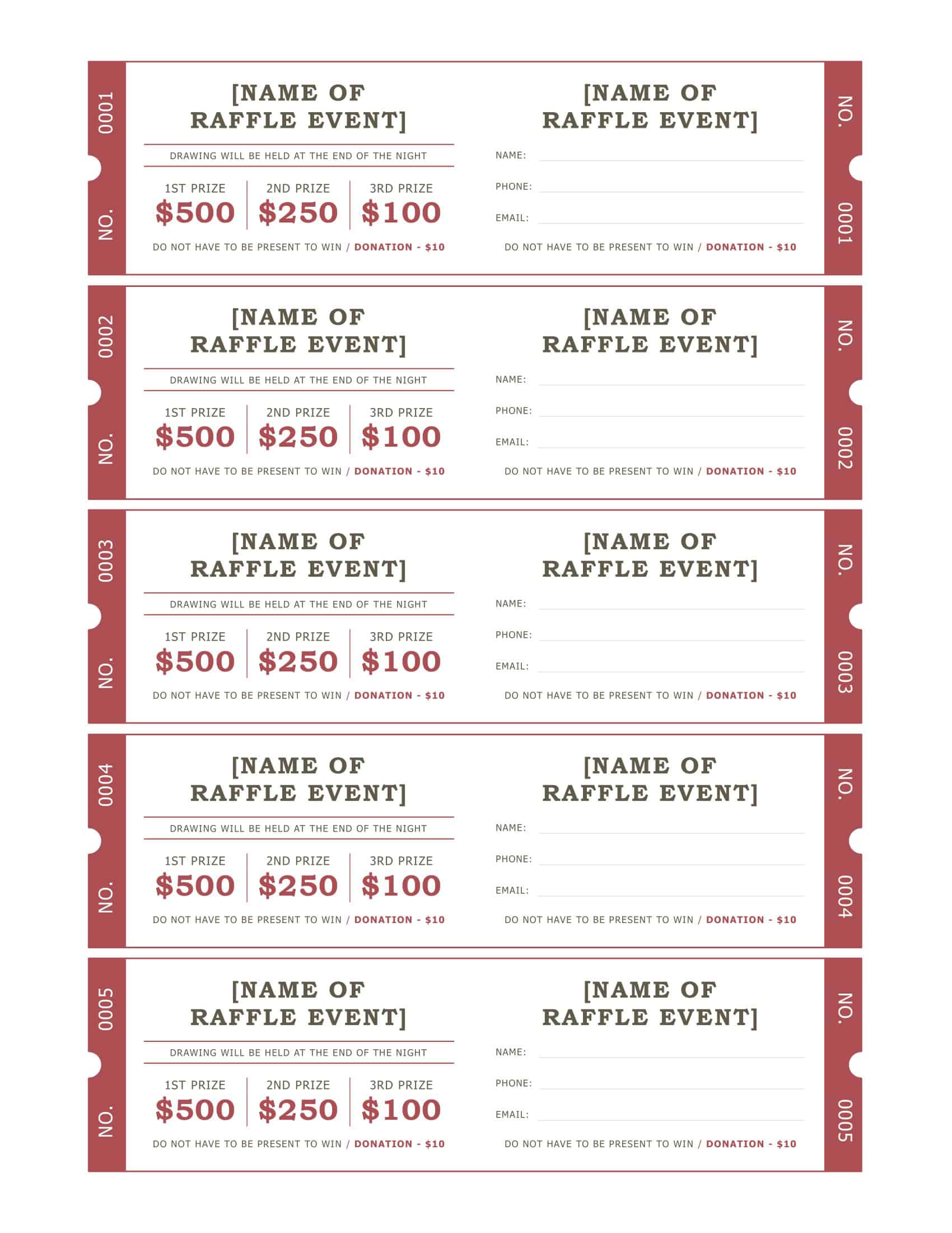Printable Free Sample Raffle Ticket Printable Free Sample Raffle Ticket