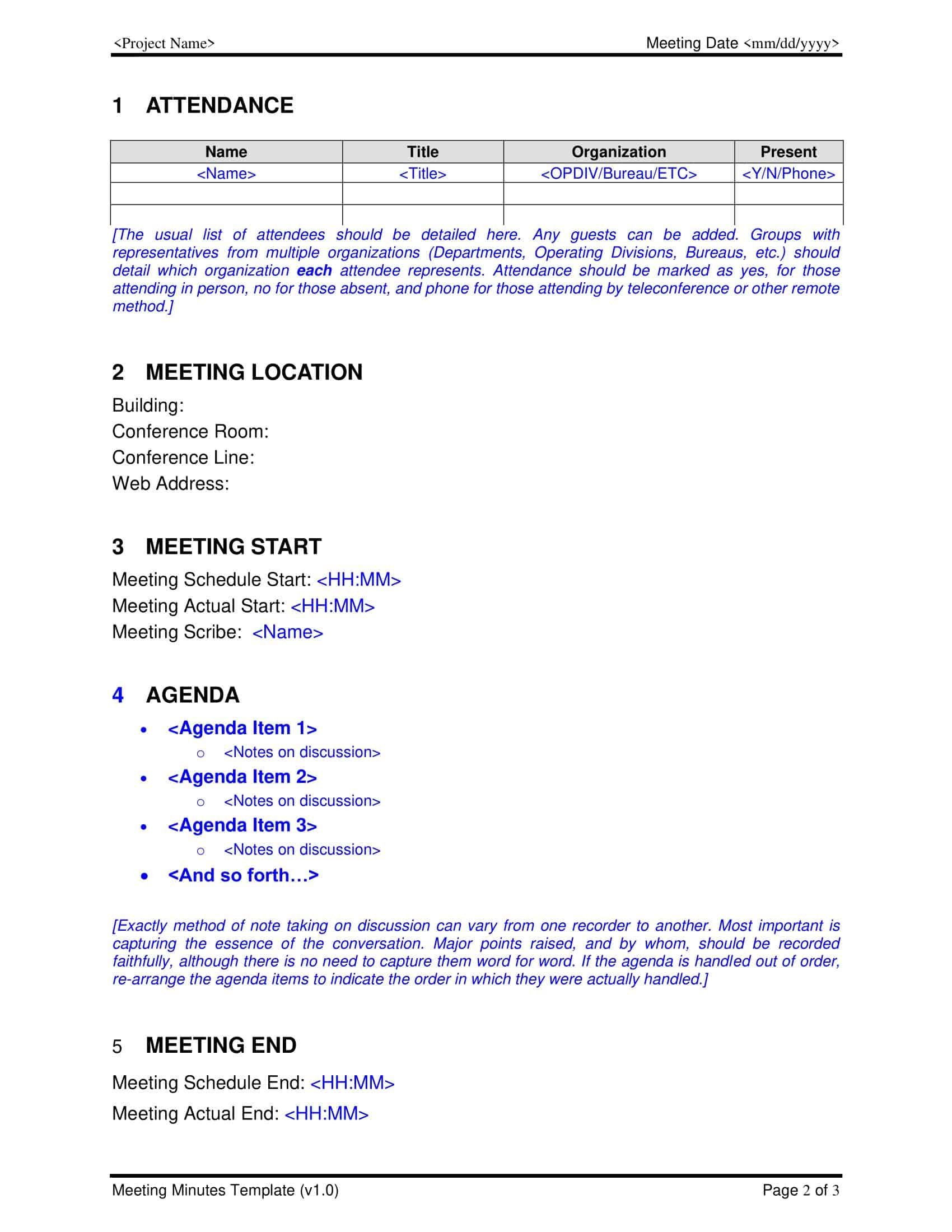 Printable Meeting Minutes Template Printable Meeting Minutes Template