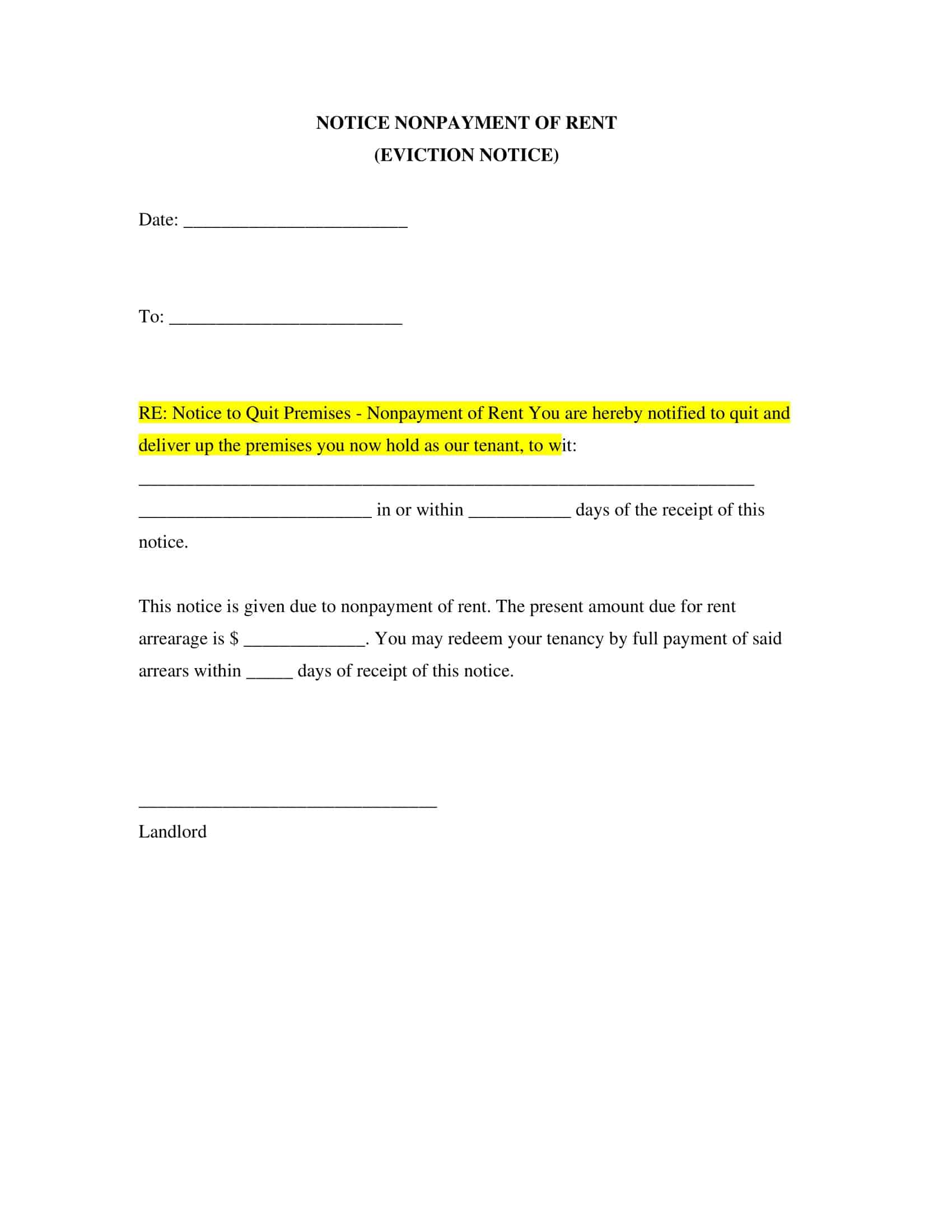 Printable Notice To Quit Printable Notice To Quit