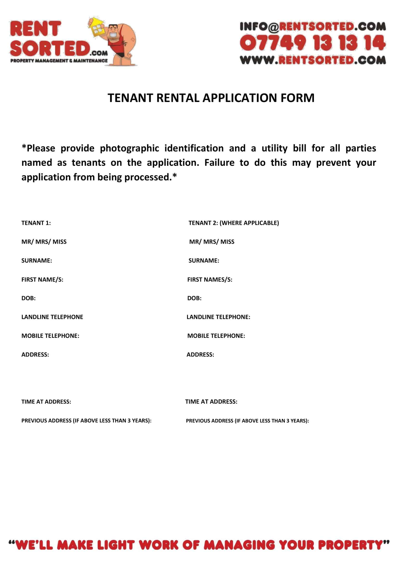 Printable Rental Application Free Download Printable Rental Application Free Download