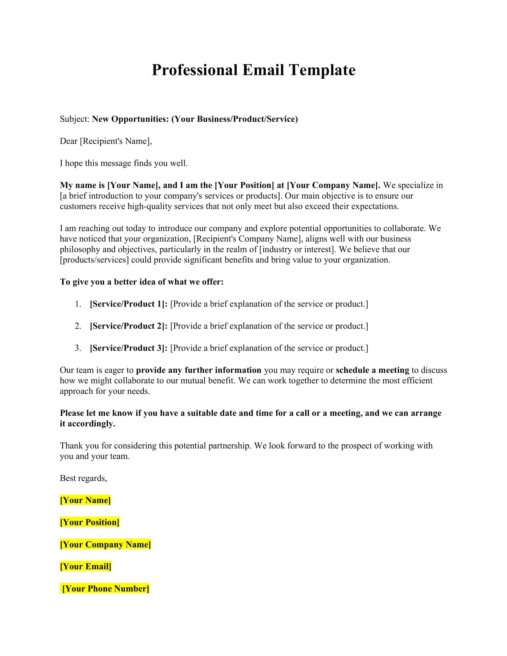 Free Printable Professional Email Templates PDF Word Examples Free Printable Professional Email Templates PDF Word Examples