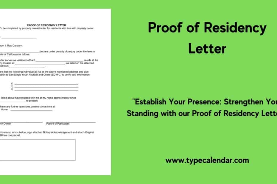 Proof of Residency Letter