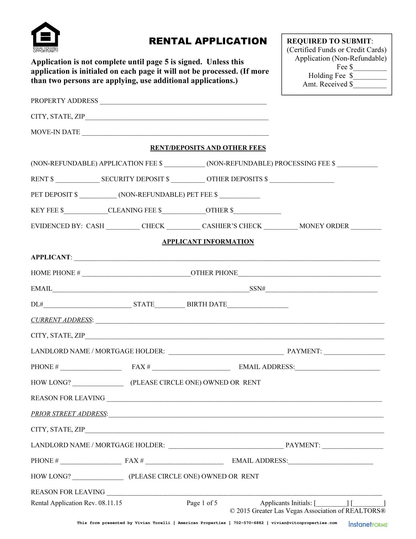 Rental Application Form Template Free Rental Application Form Template Free