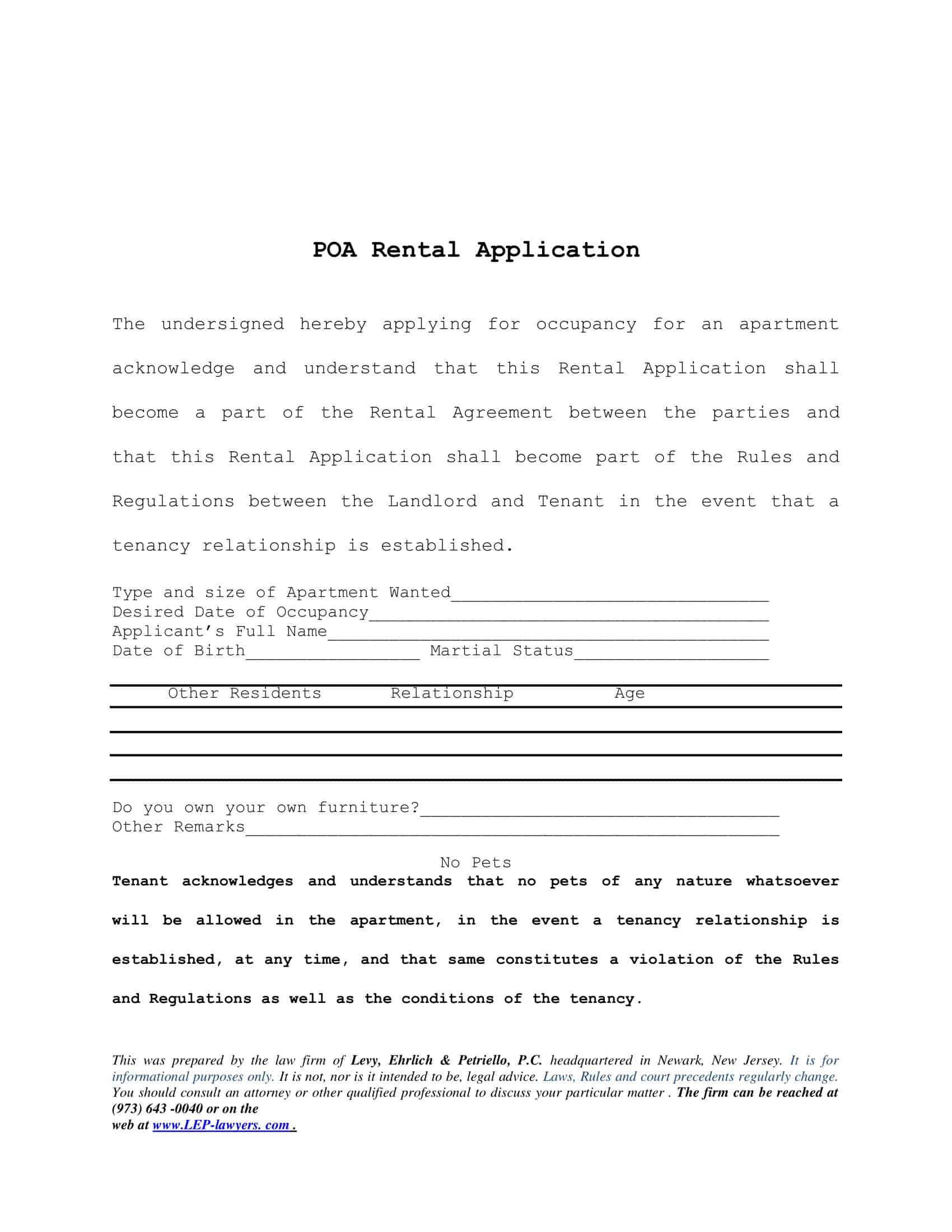 Rental Application Form Word Free Rental Application Form Word Free
