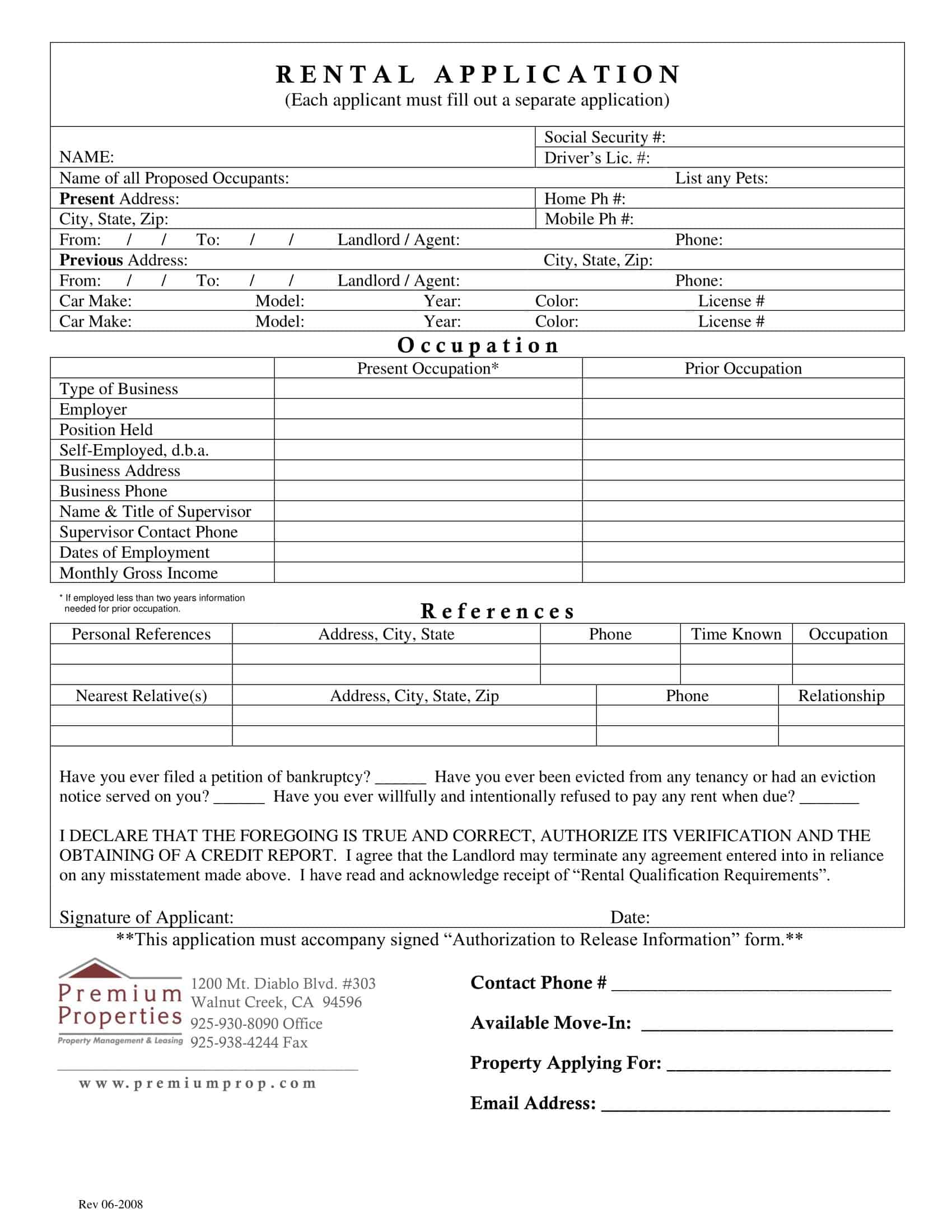Rental Application PDF Free Download Rental Application PDF Free Download
