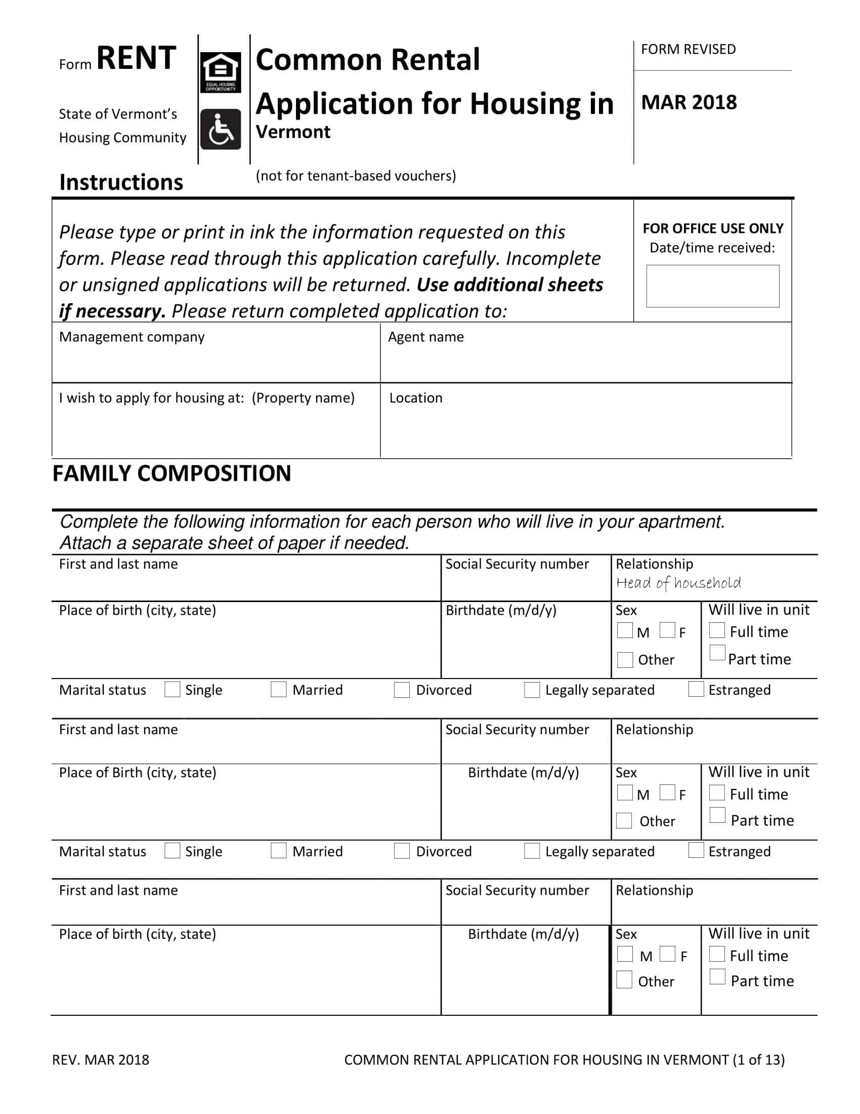 Rental Application Template Free PDF Rental Application Template Free PDF