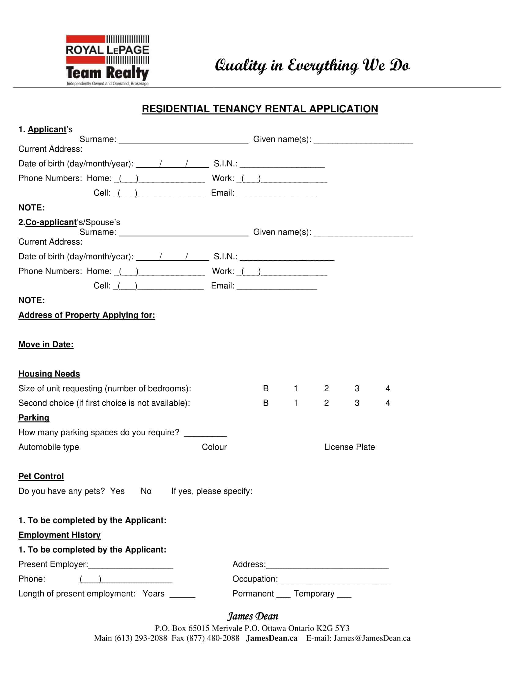 Rental Application Template Printable Rental Application Template Printable