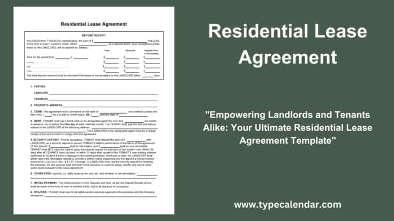 Free Printable Residential Lease Agreement Templates [PDF, Excel]