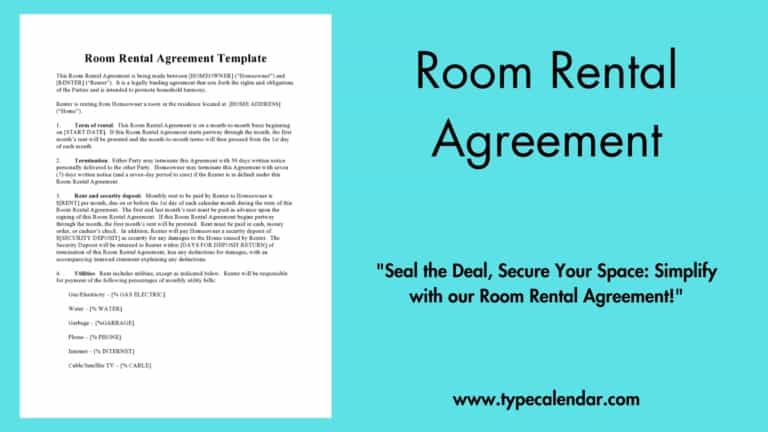 Free Printable Room Rental Agreement Templates [Word & Excel] Form