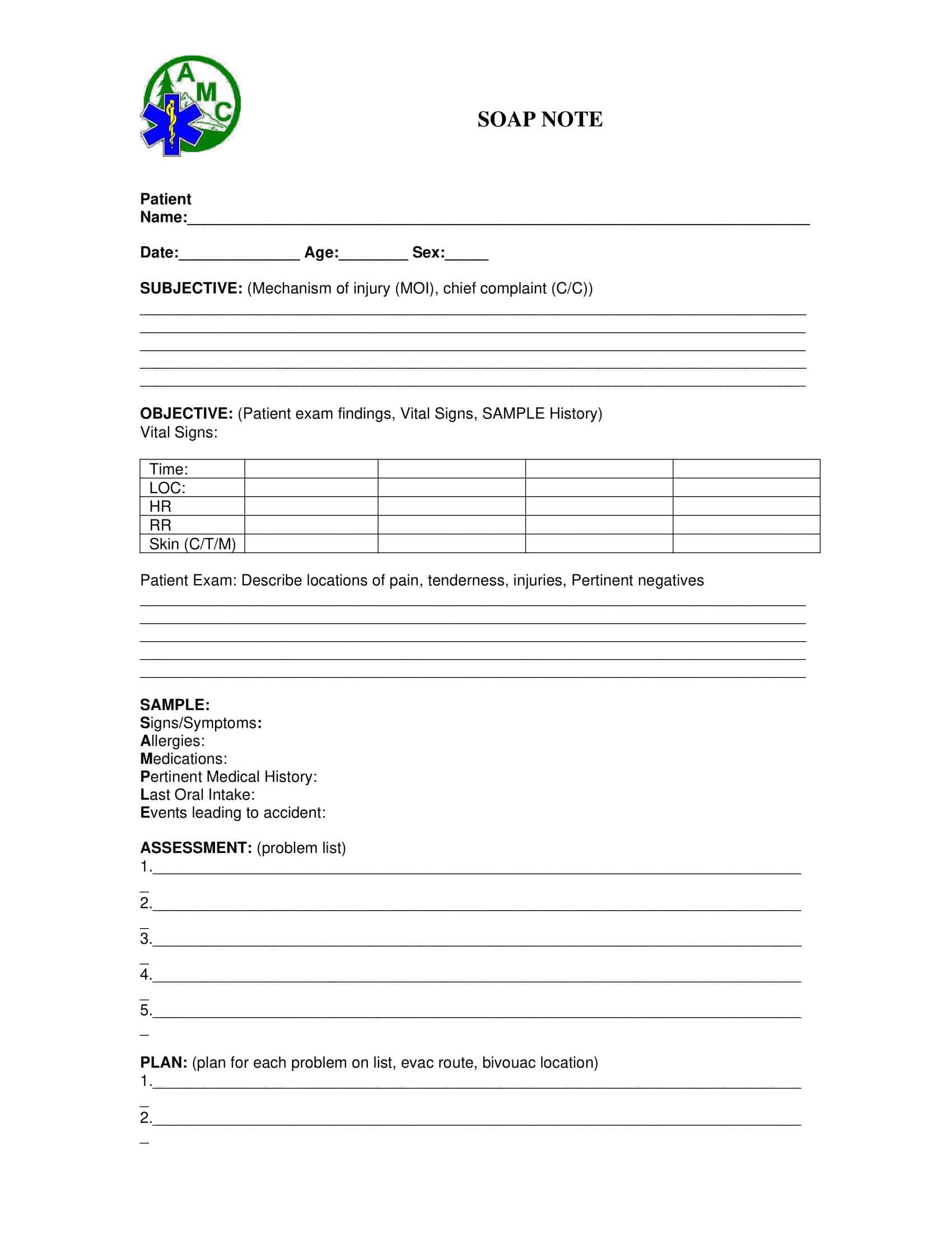 Free Printable SOAP Note Templates [PDF, Word]