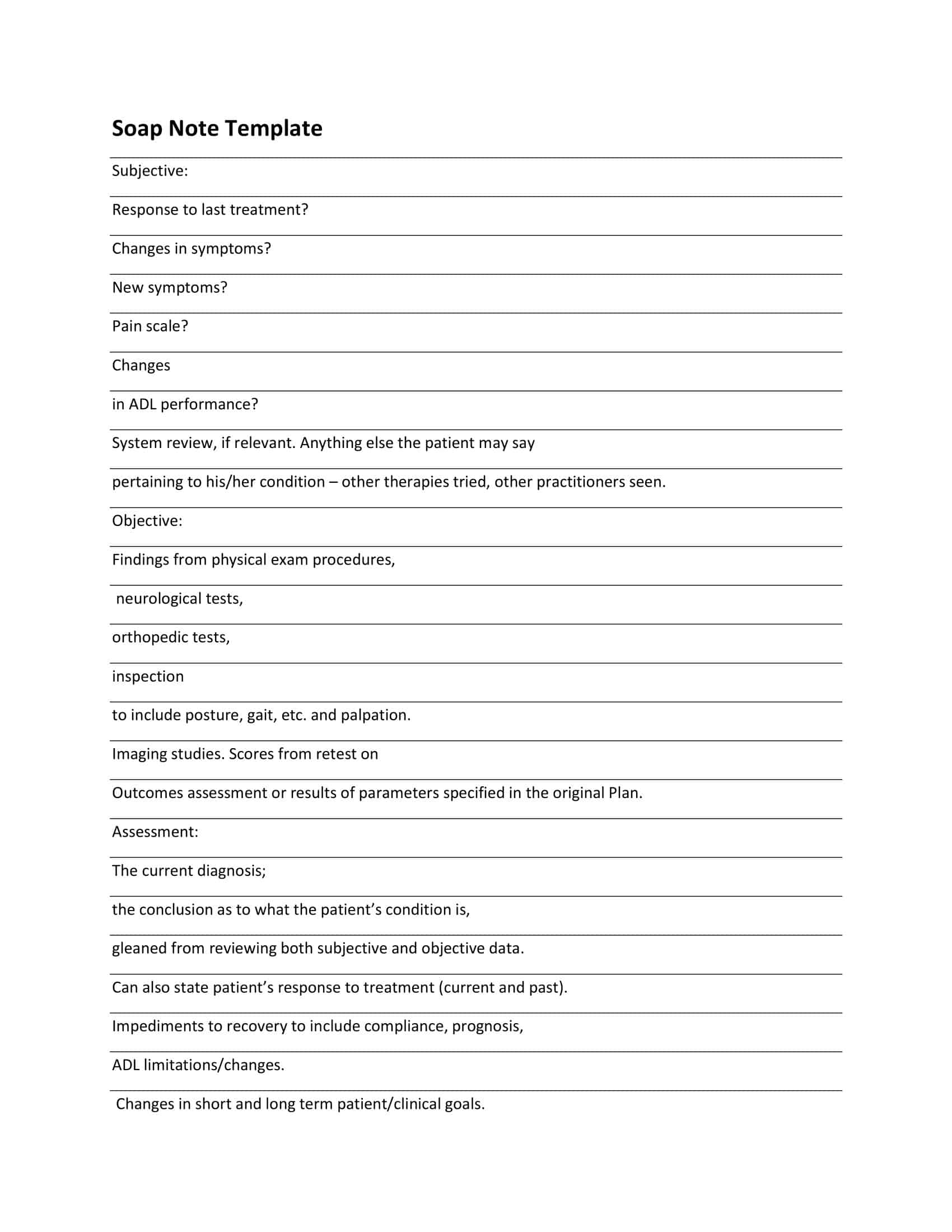 Free Printable SOAP Note Templates [PDF, Word]