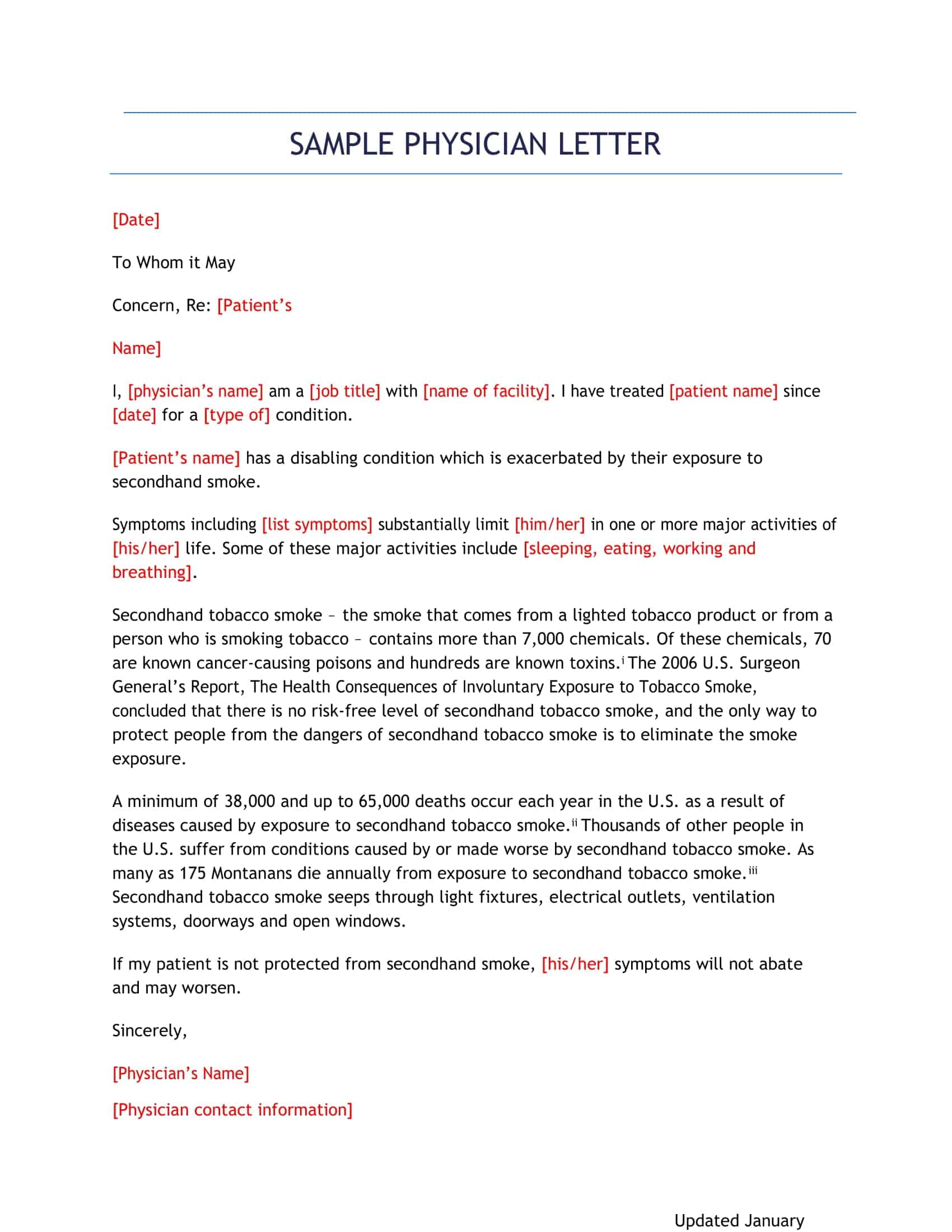 Sample Physician Letter Sample Physician Letter