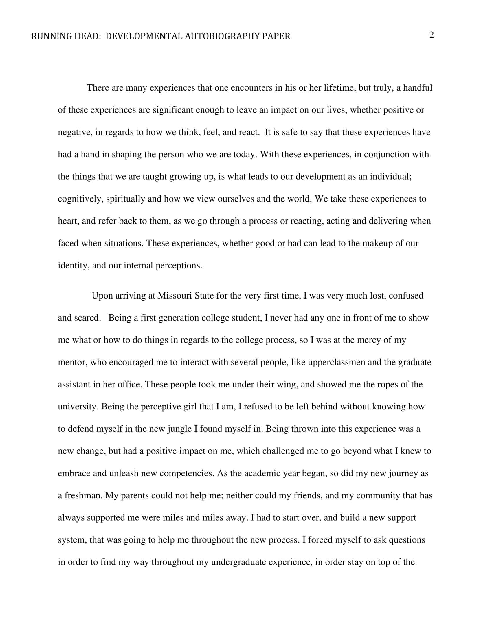 Sample of autobiography in PDF Sample of autobiography in PDF