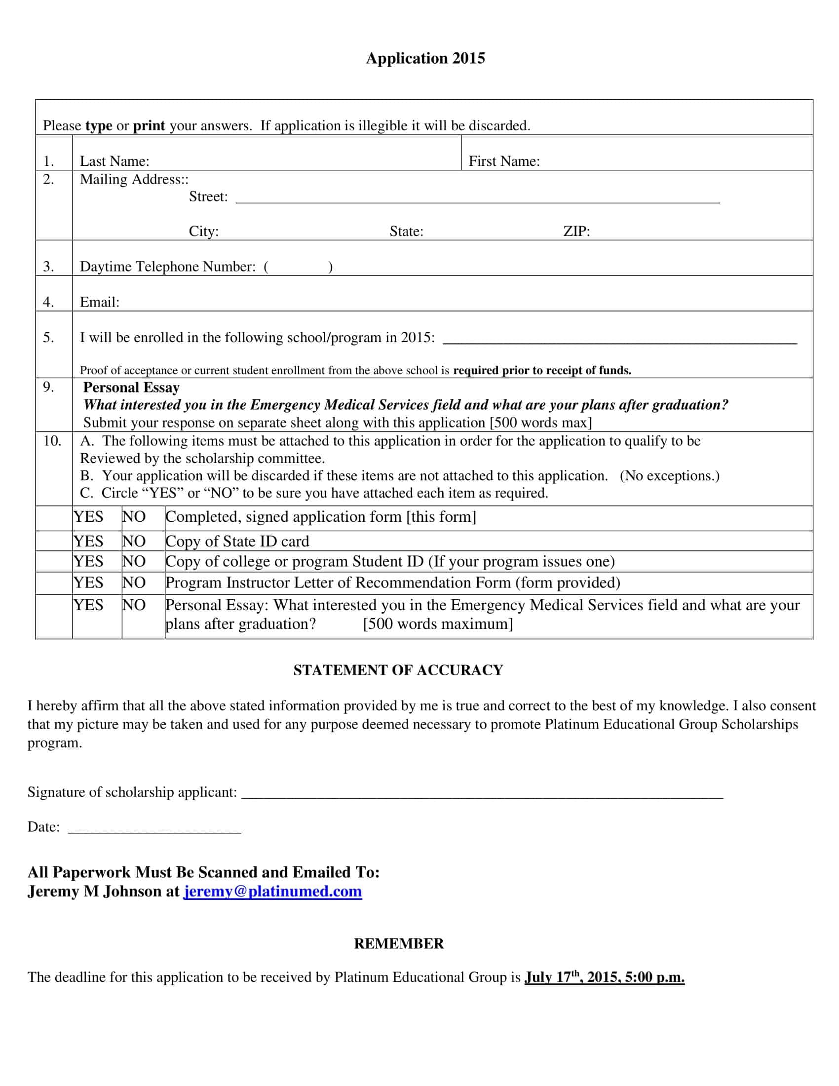 Scholarship Application Form Pdf Scholarship Application Form Pdf