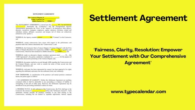 Free Printable Settlement Agreement Templates [Word, PDF] Marital, Divorce