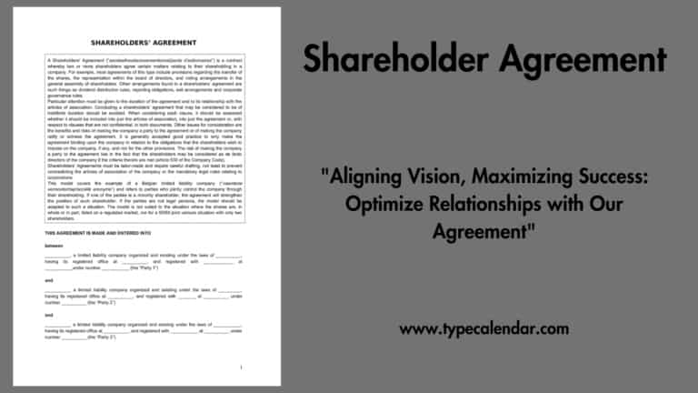Free Printable Shareholder Agreement Templates [Word, PDF] Simple