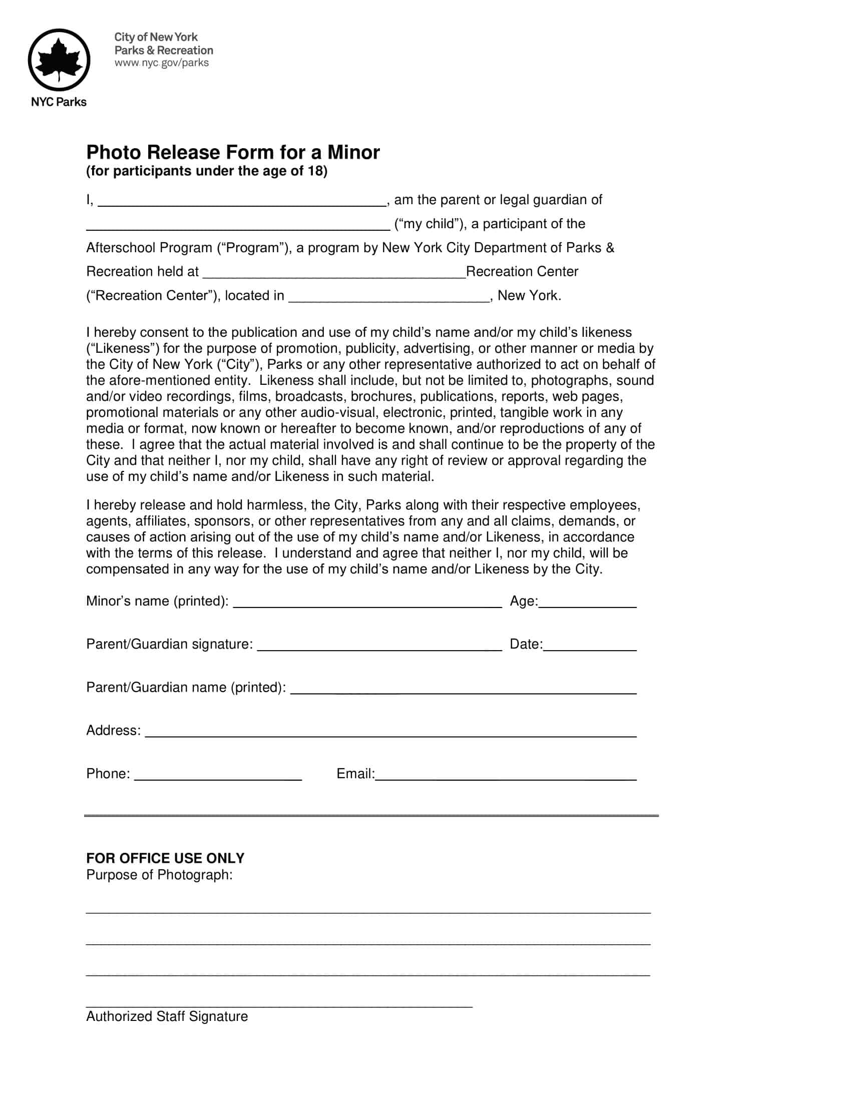 Signed Photo Release Form Signed Photo Release Form