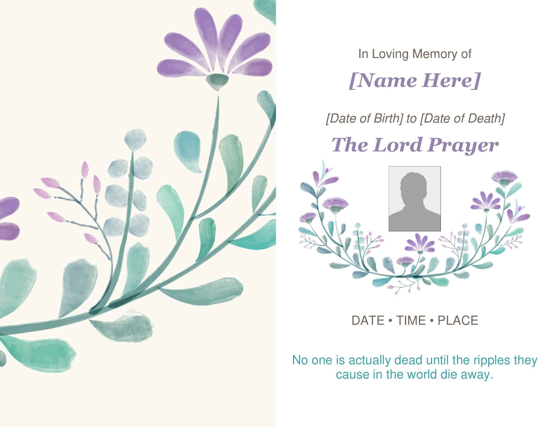 Simple Memorial Card Template Word Simple Memorial Card Template Word